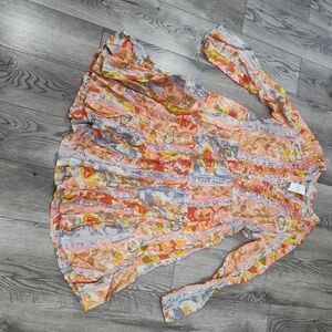 Floral Midi Dress in Pink and Orange